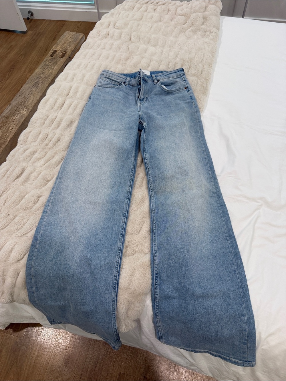 Reformation Light Blue Wide Leg Jeans